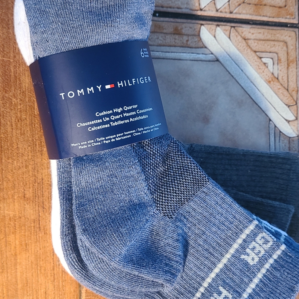 Tommy Hilfiger LOGO Men's Multicolour Cushion High Quarter Socks